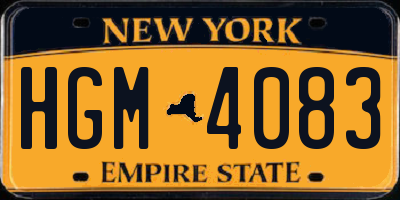 NY license plate HGM4083