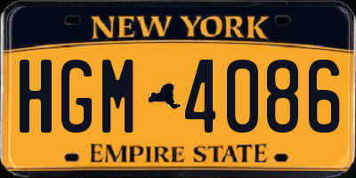 NY license plate HGM4086