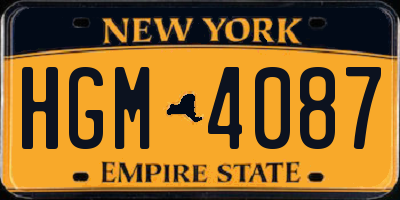 NY license plate HGM4087