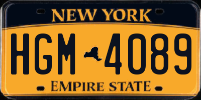 NY license plate HGM4089