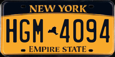 NY license plate HGM4094