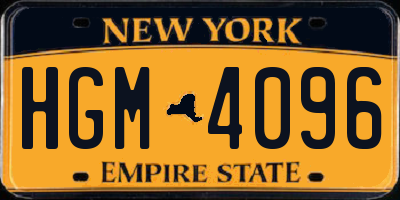 NY license plate HGM4096