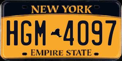 NY license plate HGM4097