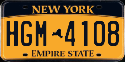 NY license plate HGM4108