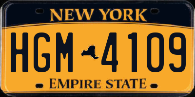 NY license plate HGM4109