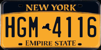 NY license plate HGM4116