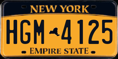 NY license plate HGM4125
