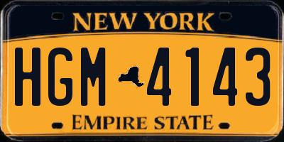 NY license plate HGM4143