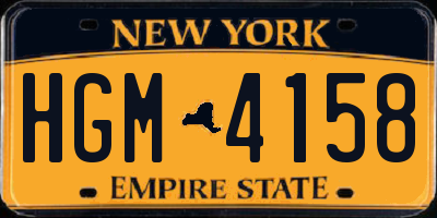 NY license plate HGM4158