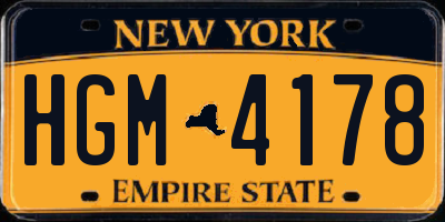 NY license plate HGM4178