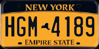 NY license plate HGM4189