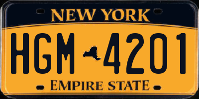 NY license plate HGM4201