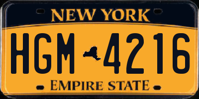 NY license plate HGM4216