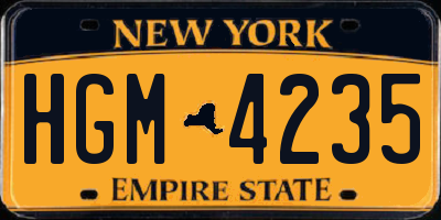 NY license plate HGM4235