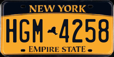NY license plate HGM4258
