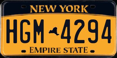NY license plate HGM4294