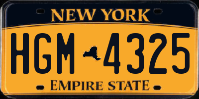 NY license plate HGM4325