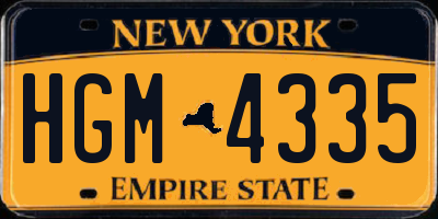 NY license plate HGM4335