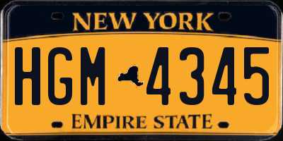 NY license plate HGM4345