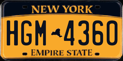 NY license plate HGM4360
