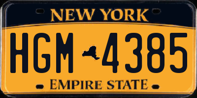 NY license plate HGM4385