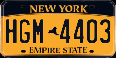 NY license plate HGM4403