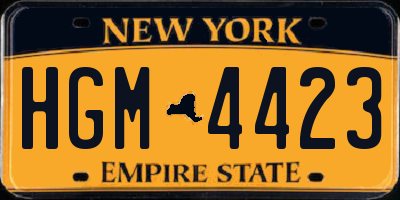 NY license plate HGM4423