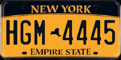 NY license plate HGM4445