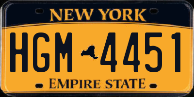 NY license plate HGM4451