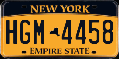 NY license plate HGM4458