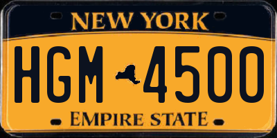 NY license plate HGM4500