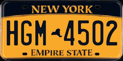 NY license plate HGM4502