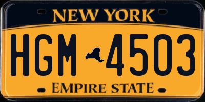 NY license plate HGM4503