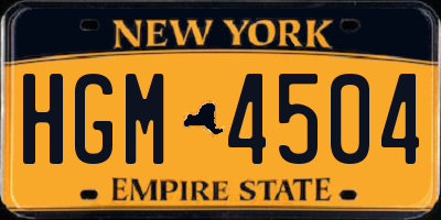 NY license plate HGM4504