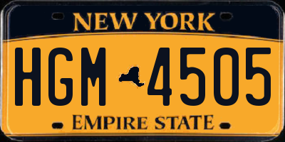 NY license plate HGM4505