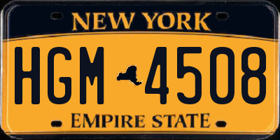 NY license plate HGM4508