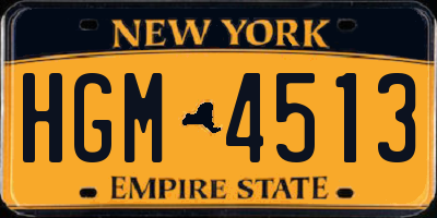 NY license plate HGM4513