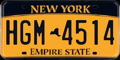 NY license plate HGM4514