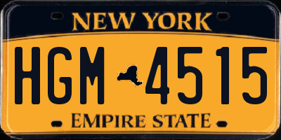 NY license plate HGM4515