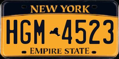 NY license plate HGM4523