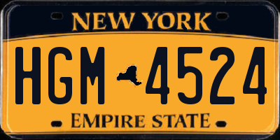 NY license plate HGM4524