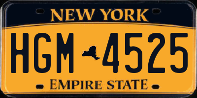 NY license plate HGM4525