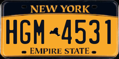 NY license plate HGM4531