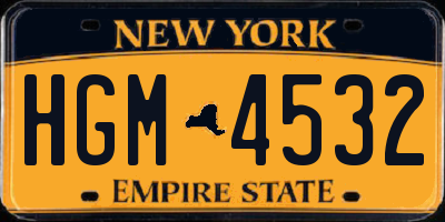 NY license plate HGM4532