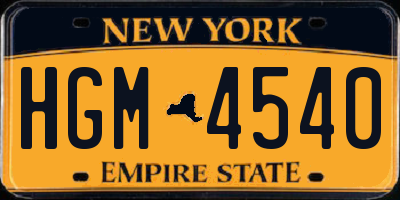 NY license plate HGM4540