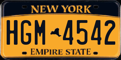 NY license plate HGM4542