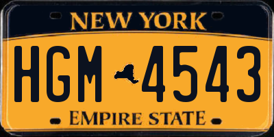 NY license plate HGM4543