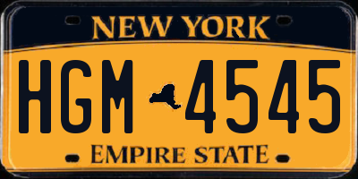 NY license plate HGM4545