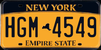 NY license plate HGM4549