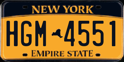 NY license plate HGM4551